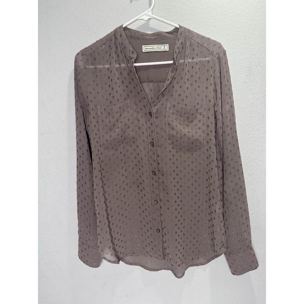 Abercrombie And Fitch Womens Small Sparkle Dot Blouse Flowy Sheer